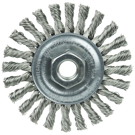 Weiler 4" Cable Twist Wire Wheel, .020 Stainless Steel 13276