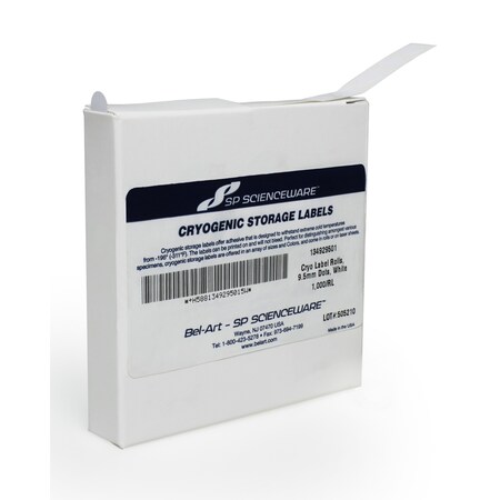 Sp Bel-Art Cryogenic Storage Label Rolls, White, 9. F13492-9501