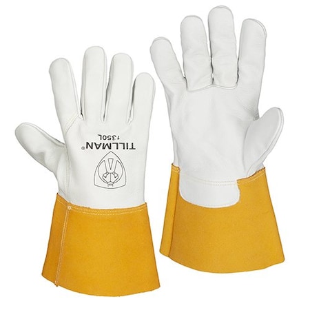 Tillman Welding Gloves, Tillman 1350, MIG, Straight Cuff, Cowhide, Kevlar Stitching, Unlined, XS, PR 1350XS