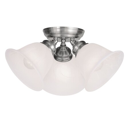 Livex Lighting Essex 3 Light Brushed Nickel Ceiling Mou 1358-91