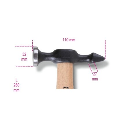 Beta T-Hammer Round Flat, Horizontal 013590010