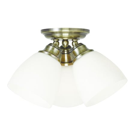 Livex Lighting Somerville 3 Light Antique Brass Ceiling Mount 13664-01