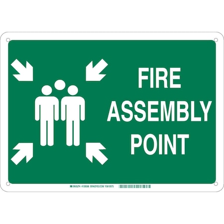 Brady Fire Emergency Sign, 18 in Height, 24 in Width, Aluminum, Rectangle, English 139594