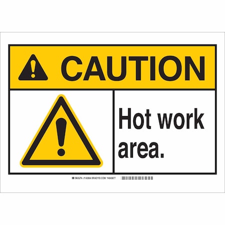 Brady Caution Sign, 7 in H, 10 in W, Plastic, Rectangle, English, 143859 143859
