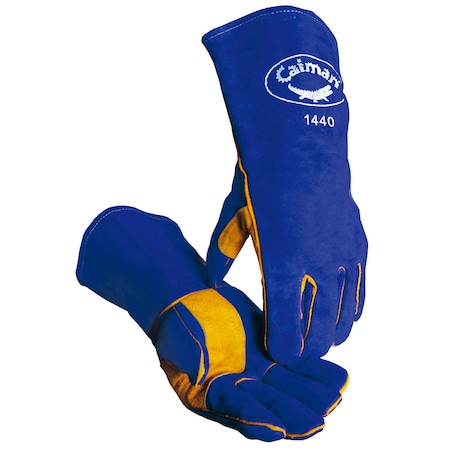 Caiman 1440 Welding Gloves, Gauntlet Cuff, Wing Thumb, Premium Cowhide, L, 1 PR 1440