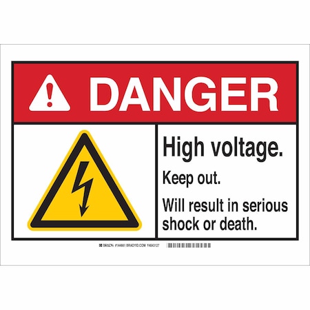 Brady Danger Sign, 10 in Height, 14 in Width, Fiberglass, Rectangle, English 144645