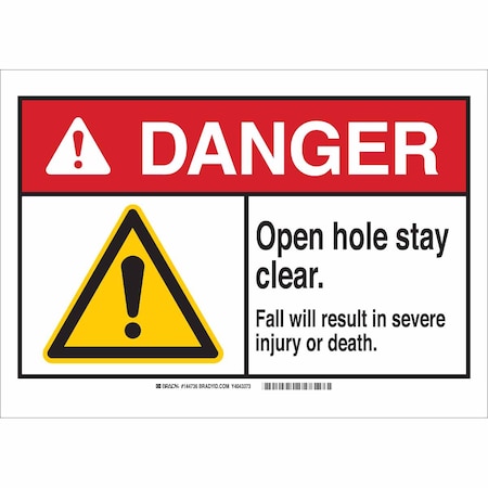 Brady Danger Sign, 10" H, 14" W, Aluminum, Rectangle, English, 144733 144733