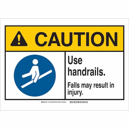 Brady Caution Sign, 7" H, 10" W, Aluminum, Rectangle, English, 144786 144786