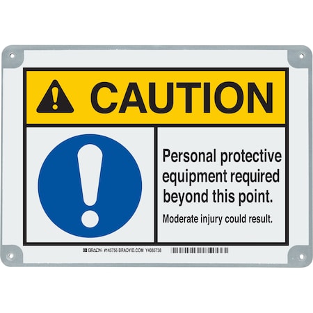 Brady Caution Sign, 10 in Height, 14 in Width, Plastic, Rectangle, English 145757