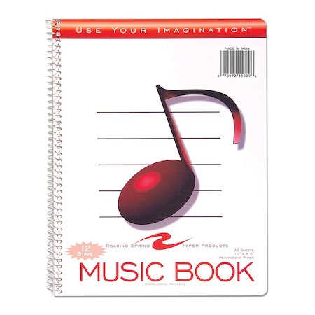 Roaring Spring Case of Music Wirebound Notebook, 12 Staves of Music Lines, 11"x8.5", 32 Sheets per book, PK24 15009cs