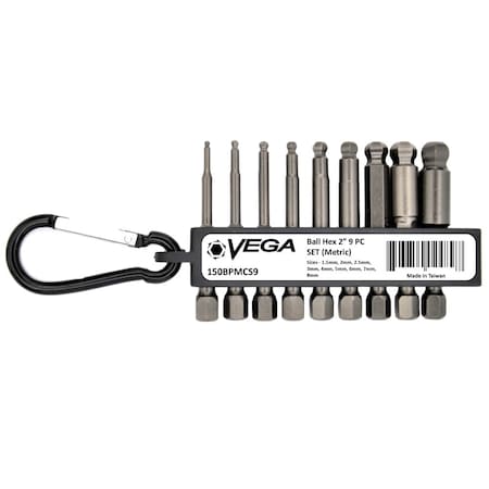 Vega Ball-End Hex x 2 in 9 pieces Set 150BPMCS9