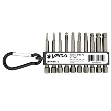 Vega Ball-End Hex x 2 in 10 pieces Set (SAE) 150BPSCS10