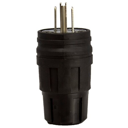 Ericson Straight Blade Plug, 5-15P, 15 A, 125V AC, 2 Pole, Screw Terminals, Grounded 1510-PW6P-BLK