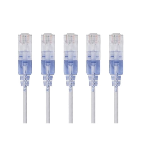 Monoprice Slim Cat6A Cable, 5 Pack, 5 ft.White 15136