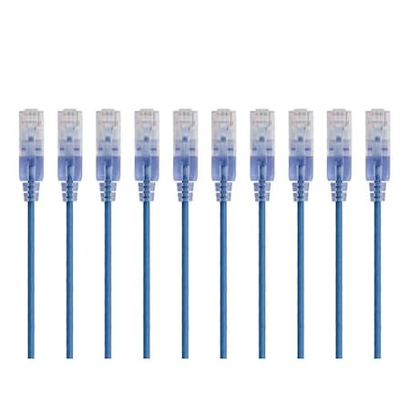 Monoprice Slim Cat6A Cable, PK10, 3 ft.Blue 15154