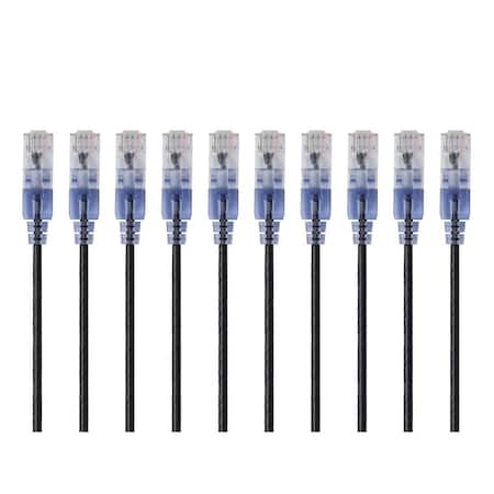 Monoprice Slim Cat6A Cable, PK10, 10 ft.Black 15165