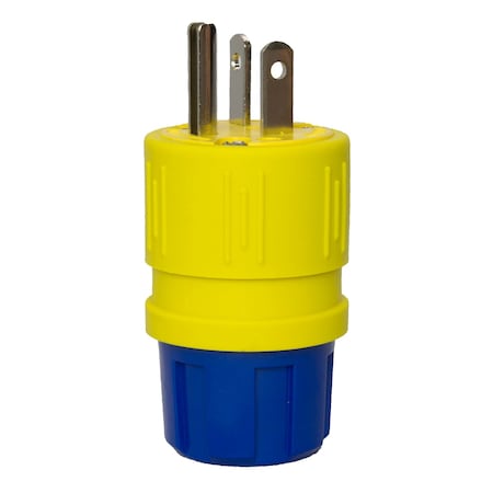 Ericson Locking Plug, L5-15P, 15 A, 125V AC, Single Phase, 2 Pole, Spring Clamp Terminals, Yellow 1520-P