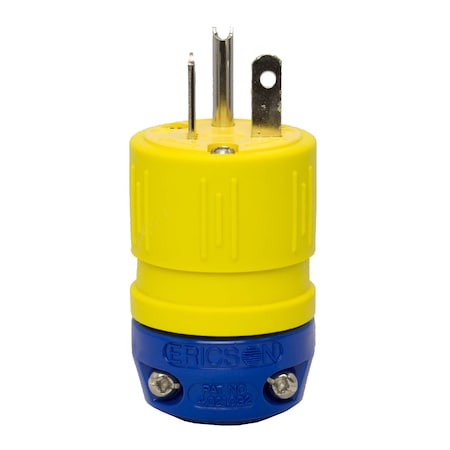 Ericson Straight Blade Plug, 6-20P, 20 A, 250V AC, 2 Pole, Grounded 1516-PG