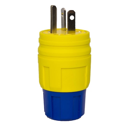 Ericson Locking Plug, L6-15P, 15 A, 250V AC, Single Phase, 2 Pole, Yellow 1522-PW6P