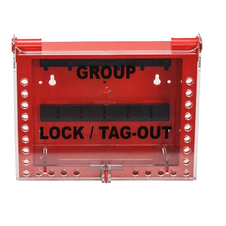 BRADY Lock Box, 4" D, 11" H, 13" W, Plastic, Red 152189