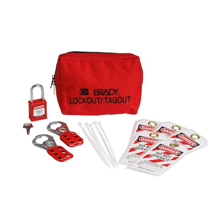 Brady Lockout Kit, 2 Lockouts, 5 Tags, Red 153668