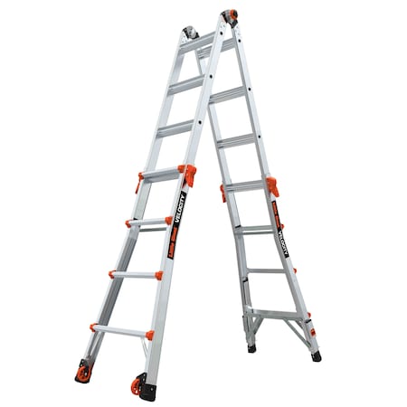 Little Giant Ladders Aluminum Articulated Ladder-Ratchet Levelers, 139 in, Aluminum, 300 lb Load Capacity 15417-801