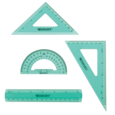 Westcott Math Sets, 4-pc. Flexible Shatterproof 15992