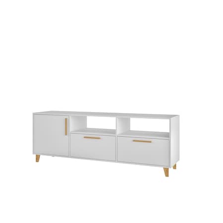 Manhattan Comfort Herald 53.15" TV Stand with 6 Shelves in White 159AMC6