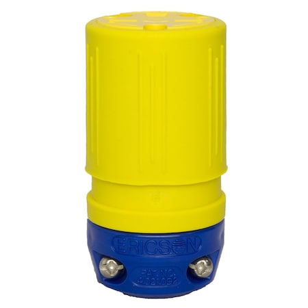 Ericson Straight Blade Connector, 6-20R, 20 A, 250V AC, 2 Pole, 3 Wire, Yellow 1616-CG