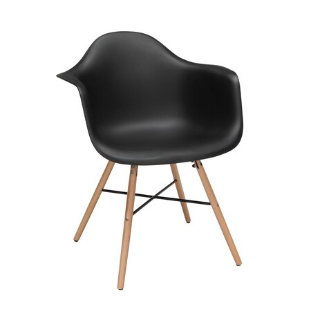 Ofm Arm Chair, Black Plastic, PK4 161-PA18A-BLK-4