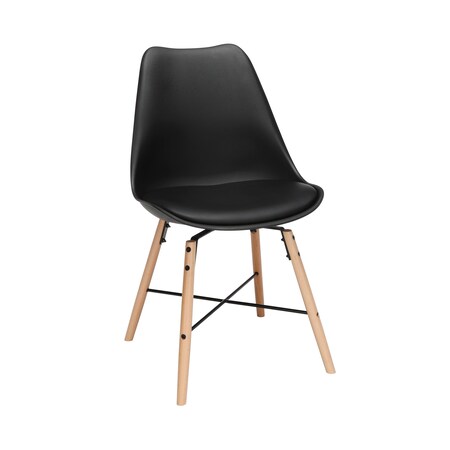 Ofm Dining Chair Vinyl Cushion, Black, PK4 161-PV18A-BLK-4