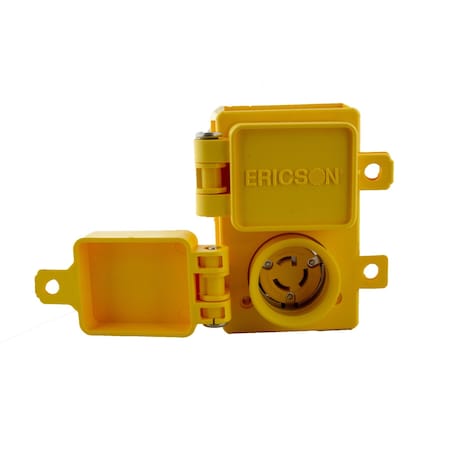 Ericson Locking Receptacle, L7-15R, 15 A, 277V AC, Single Phase, 2 Pole, Yellow 1624-PWDX