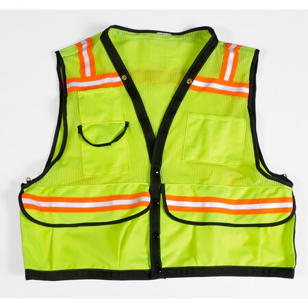 Mutual Industries Surveyor Vest w/ Reflective Stripes, XL, Orange 16333-38-4