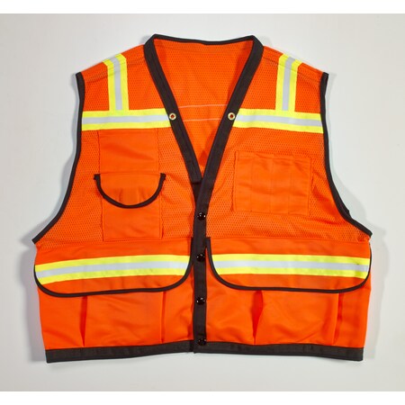 Mutual Industries Surveyor Vest w/ Reflective Stripes, 4X-Large, Orange 16333-45-7