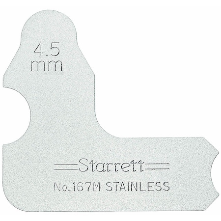 Starrett Radius Gage, 1, 5 mm, Angle 167M-5
