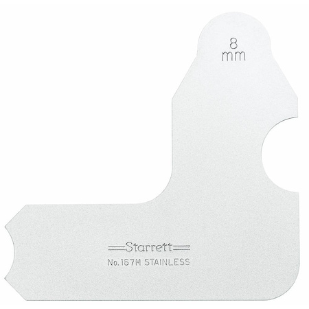 Starrett Radius Gage, 9 mm, 1, Angle 167M-9