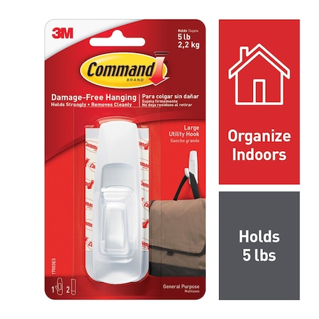 Command Hook, Molded Plastic, 7/8 In 17003
