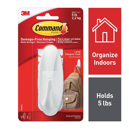 Command Hook, Molded Plastic, 1-1/2 In 17083