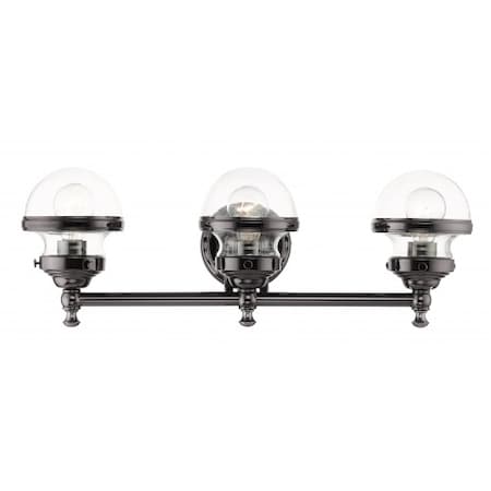 Livex Lighting Polished Black Chrome Vanity Sconce, 3 Li 17413-46