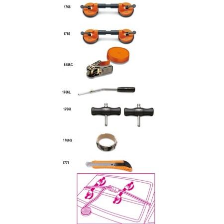 Beta Tools for Car Glass Window, 8 pcs. 017660100