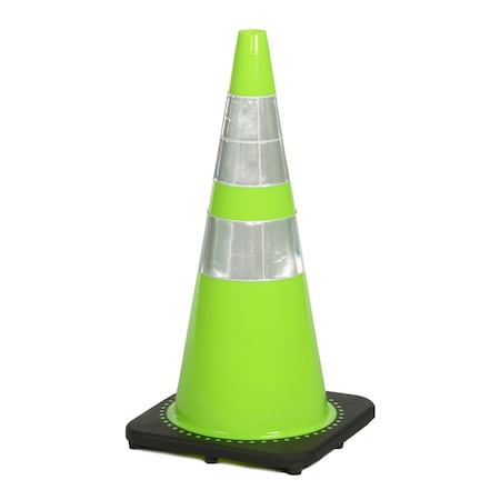 Mutual Industries Traffic Cone, Plastic, 28 Inch Height, 12 Inch Length, 7 Pounds, Lime 17717-128-7