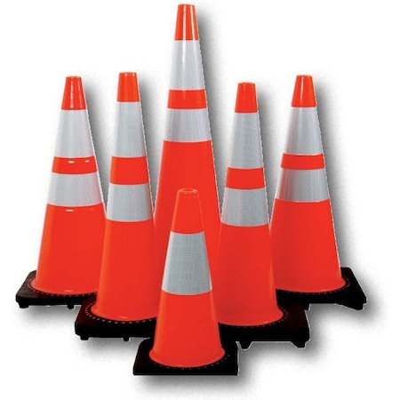 MUTUAL INDUSTRIES Traffic Cone with 10 lb. Plain Finish, 3, POLY, 36 Inch H, 14 Inch L, 14 Inch W, Orange 17723-36-10