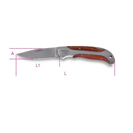 Beta Foldaway Knife, Wooden Handle 017780025