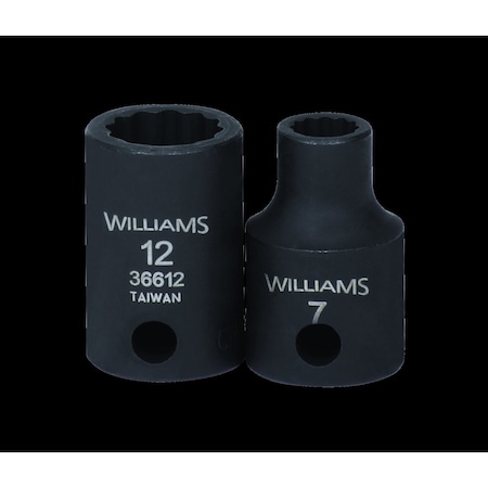 Williams 3/8" Drive Impact Socket Black Industrial, 3/8" D, 10mm 12Pt 36610