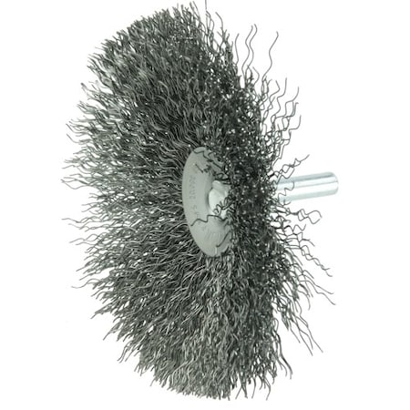 Weiler 4" Stem-Mounted Concave Crimped Wire Wheel .008" Steel Fill 1/4" Stem 17922