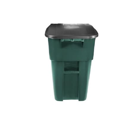 Rubbermaid Commercial BRUTE 50 gal Rectangular Rolling Plastic Can, Green, None, Plastic, 28 1/2 in 1829411
