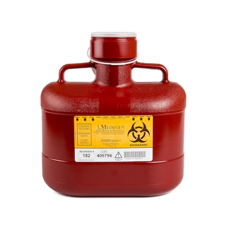 Medegen Medical Products Sharps Container, 6.2 qt., Bottle, Red, PK12 182