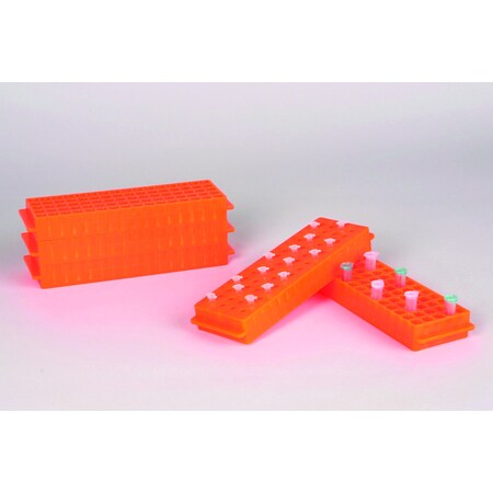 Bel-Art Microcentrifuge Tube-PCR Rack, Reversible, Orange, 80-well F18845-0005