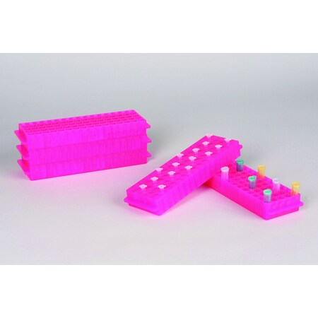 Bel-Art Microcentrifuge Tube-PCR Rack, Reversible, Pink, 80-well F18845-0006