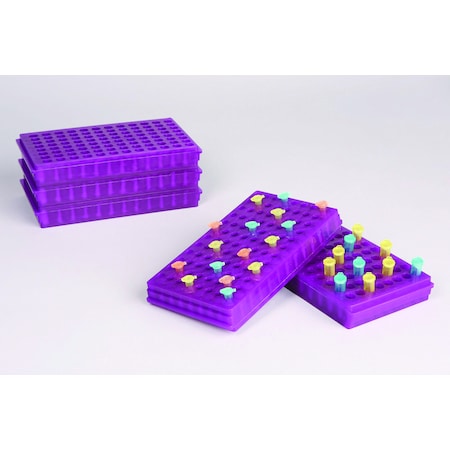Bel-Art Microcentrifuge Tube Rack, Reversible, Lavender, 96-well F18845-0010